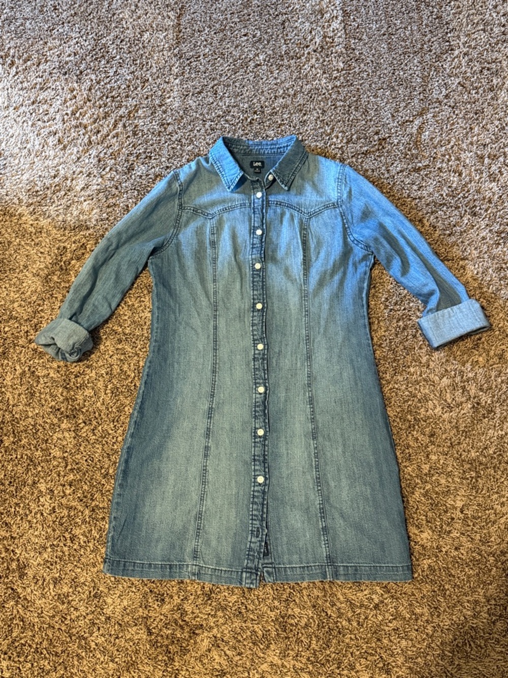 Lee Blue Denim Button-Front Shirt Dress